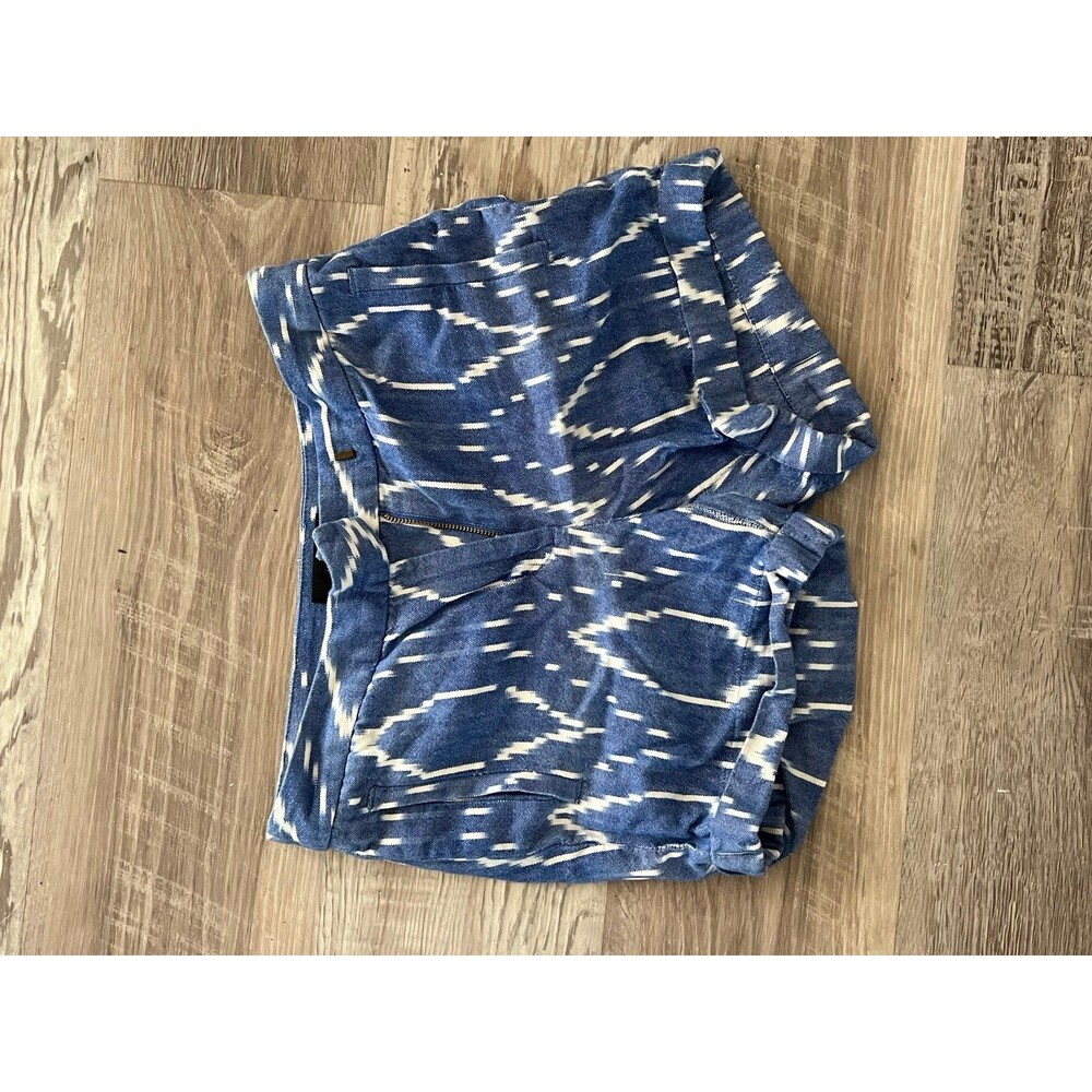 J.Crew Blue Preppy Shorts women size 00 Blue White Tribal Design Dress Casual